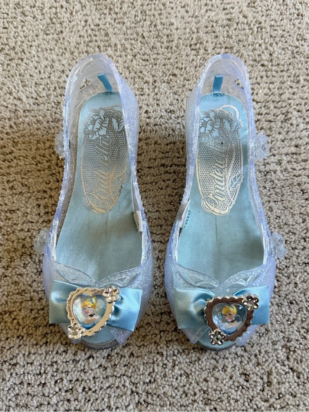 Cinderella Glitter Blue Bow Dress Shoes for Kids